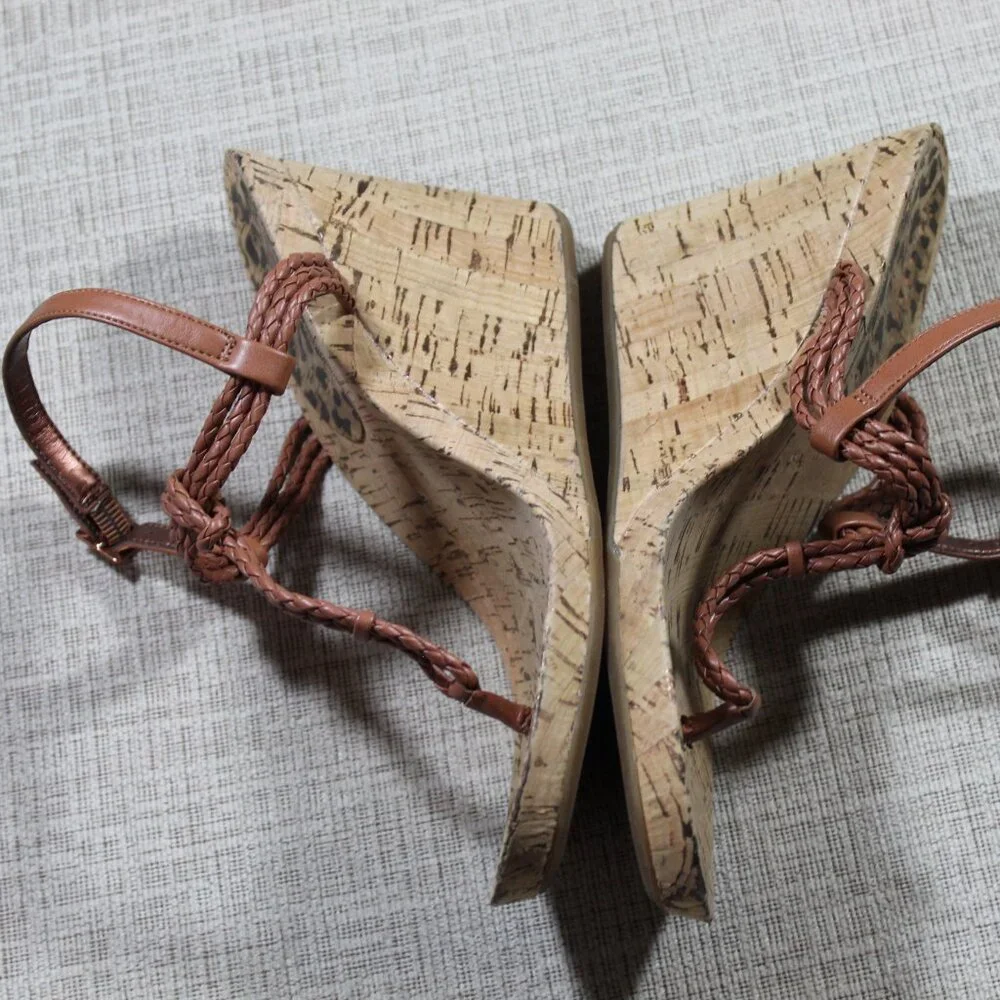 Gianni Bini Brown Braided Strap Cork Wedge 4